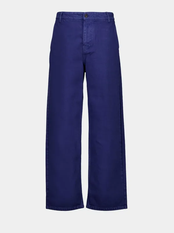 Ink Blue Garment-Dyed Gabardine Pants made by Miu Miu