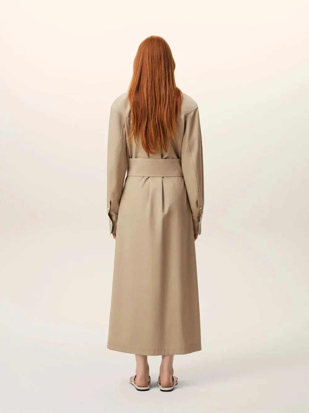 Beige Cotton Fitted Shirt Dress sold by Fashion Clinic product image thumbnail 3