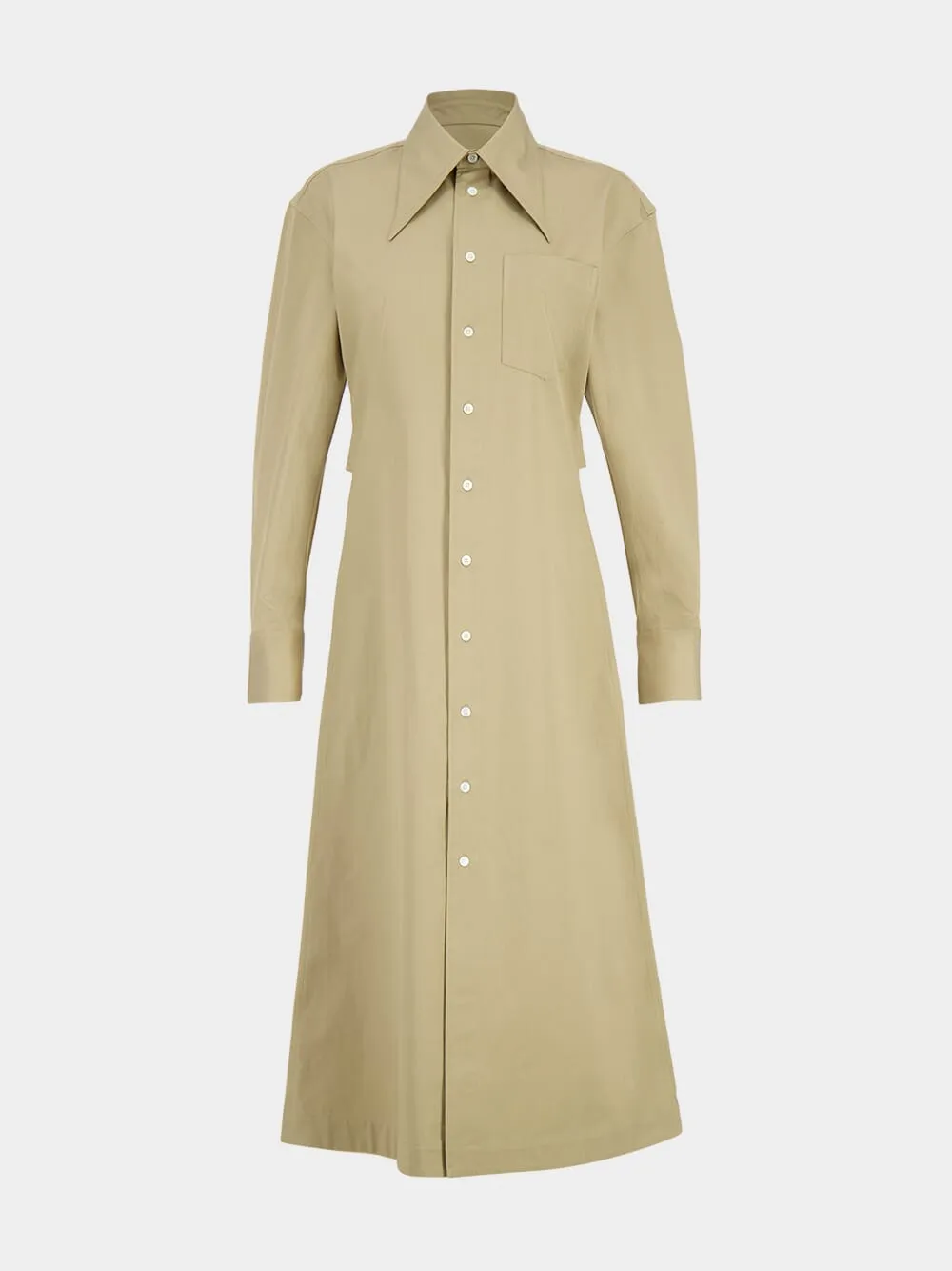 Beige Cotton Fitted Shirt Dress sold by Fashion Clinic product image thumbnail 2