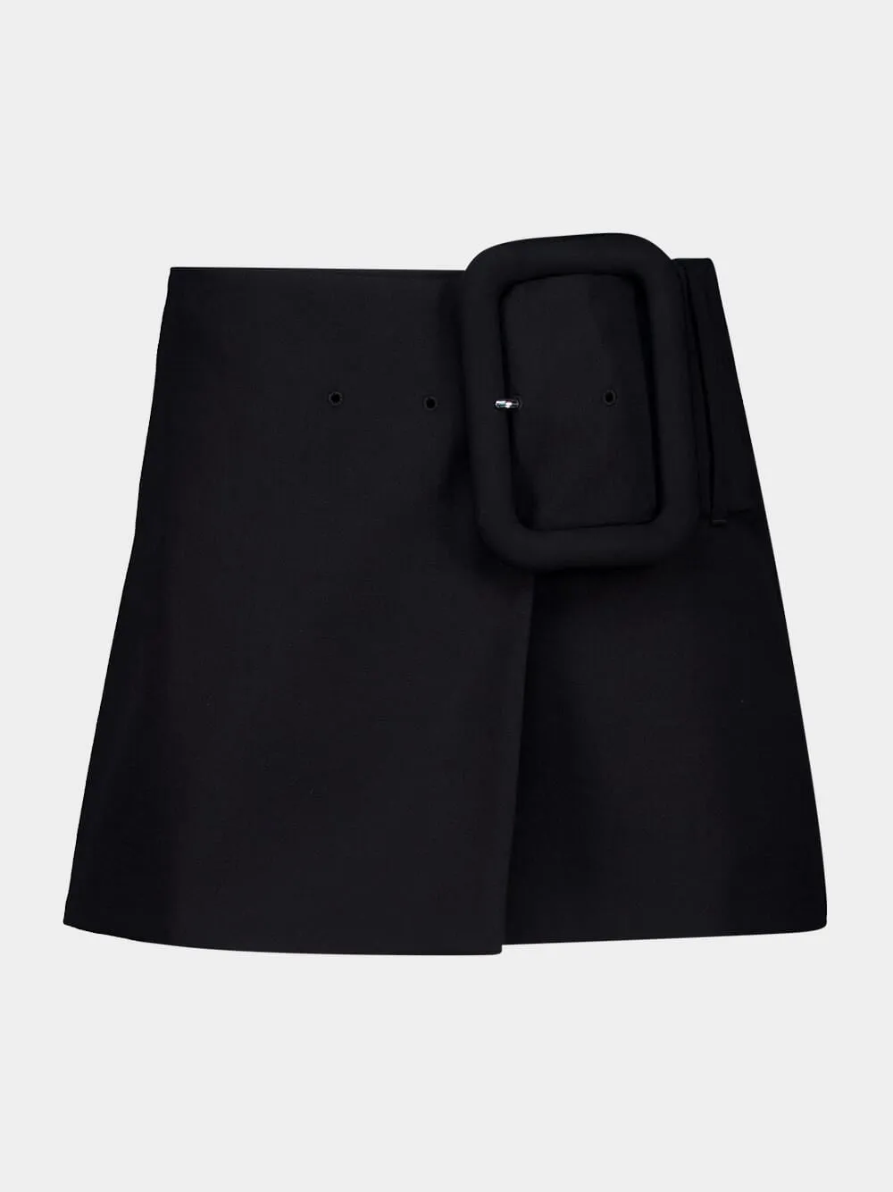 Black Wool Buckle Mini Skirt sold by Fashion Clinic