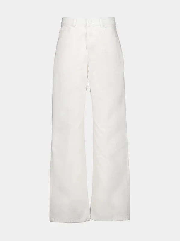 White Cream High-Waist Flared Jeans made by Ami