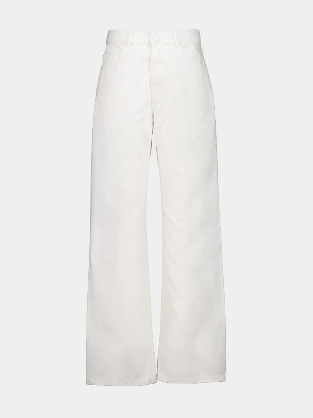 White Cream High-Waist Flared Jeans sold by Fashion Clinic