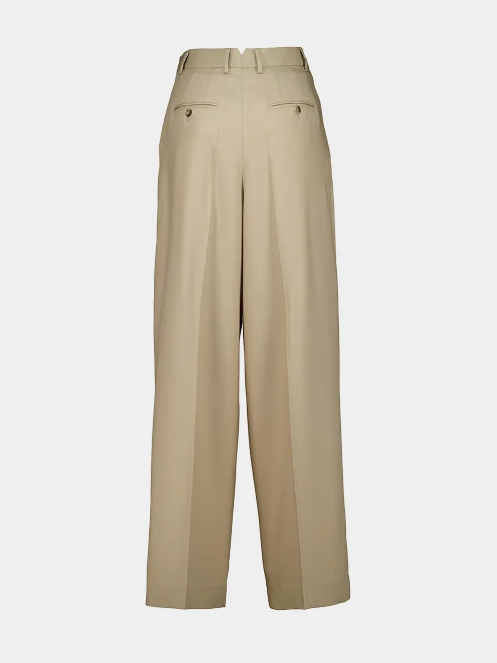 Beige High-Waist Wide Wool Trousers sold by Fashion Clinic product image thumbnail 4