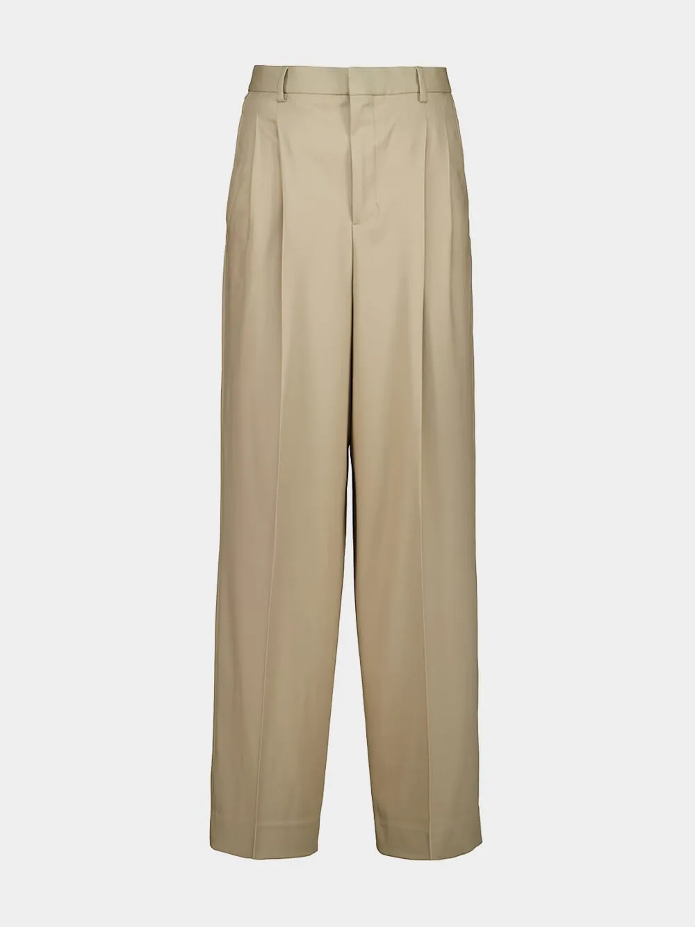 Beige High-Waist Wide Wool Trousers sold by Fashion Clinic product image thumbnail 2