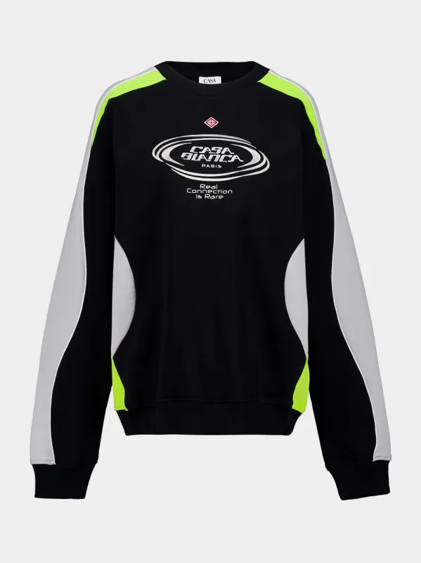 Black Colourblock Logo Sweatshirt made by Casablanca