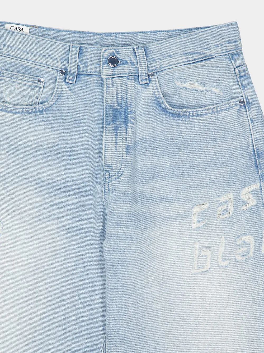 Light Wash Graffiti Straight-Leg Jeans sold by Fashion Clinic product image thumbnail 5