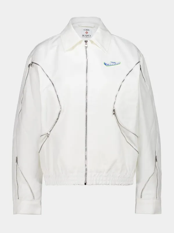 White Zipped Cotton Jacket made by Casablanca