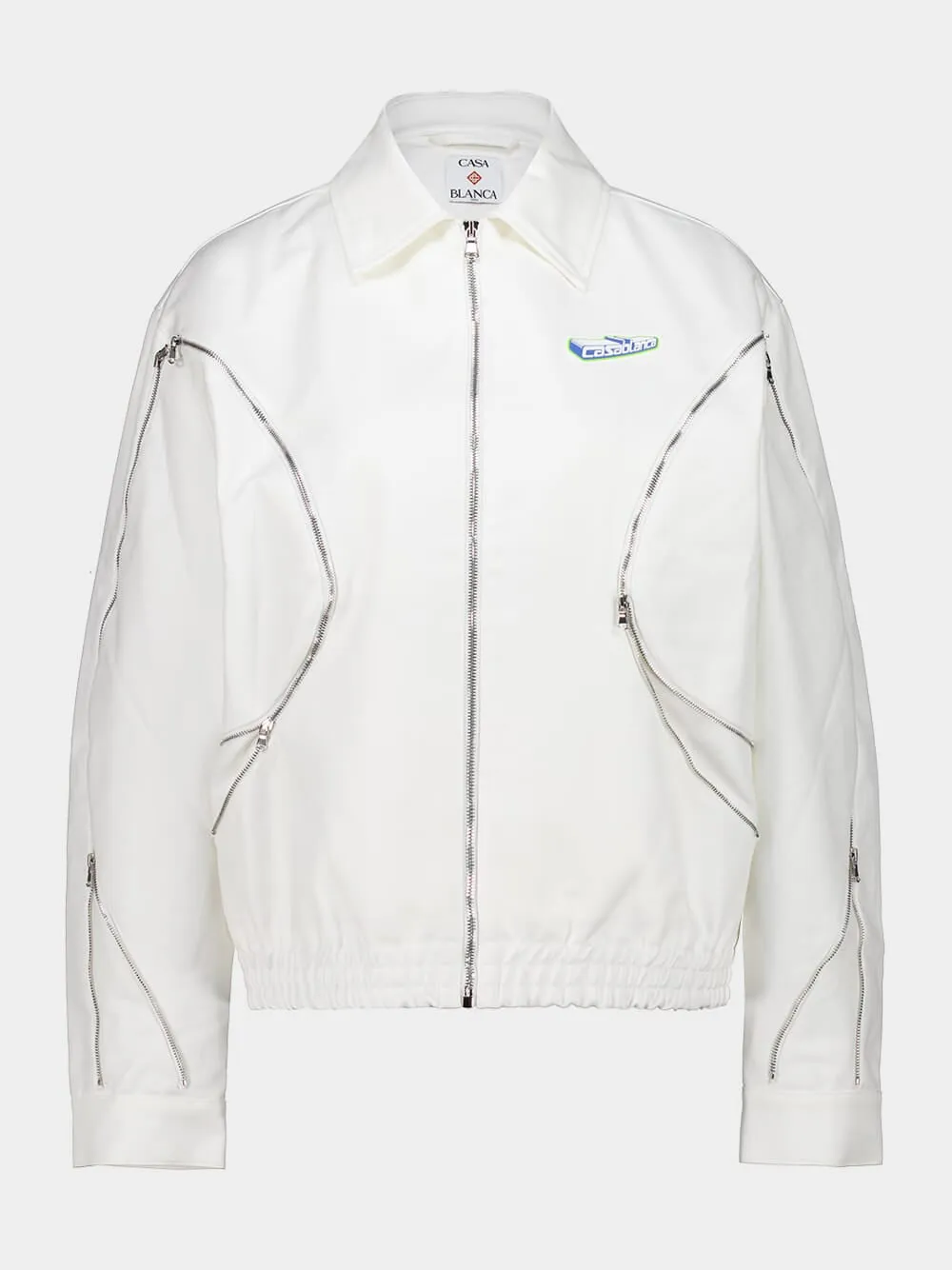 White Zipped Cotton Jacket sold by Fashion Clinic