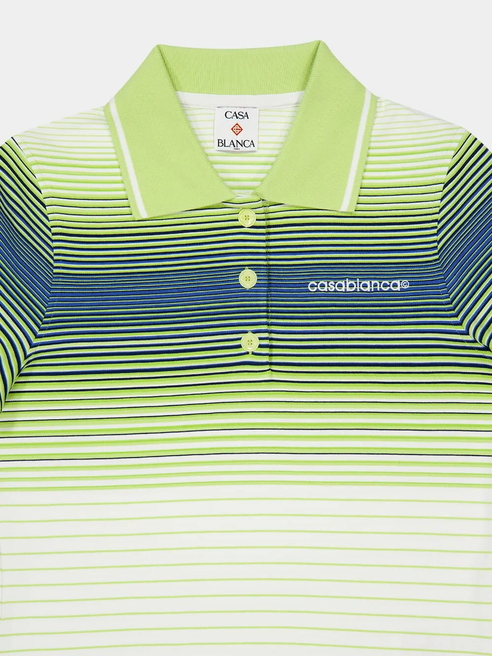 Green Gradient Striped Slim Fit Polo Shirt sold by Fashion Clinic product image thumbnail 5