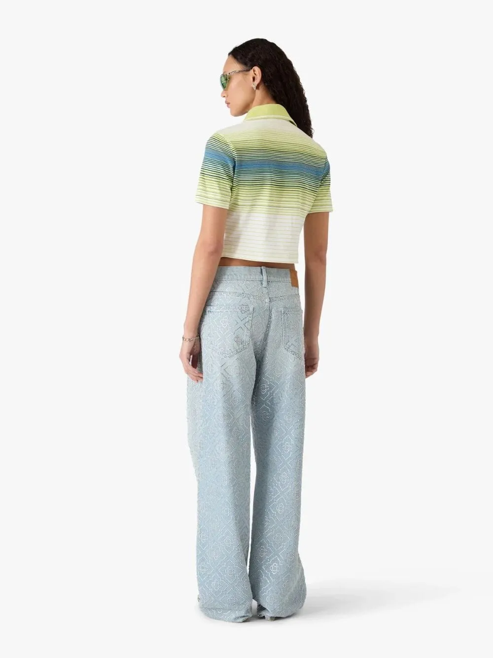 Green Gradient Striped Slim Fit Polo Shirt sold by Fashion Clinic product image thumbnail 3