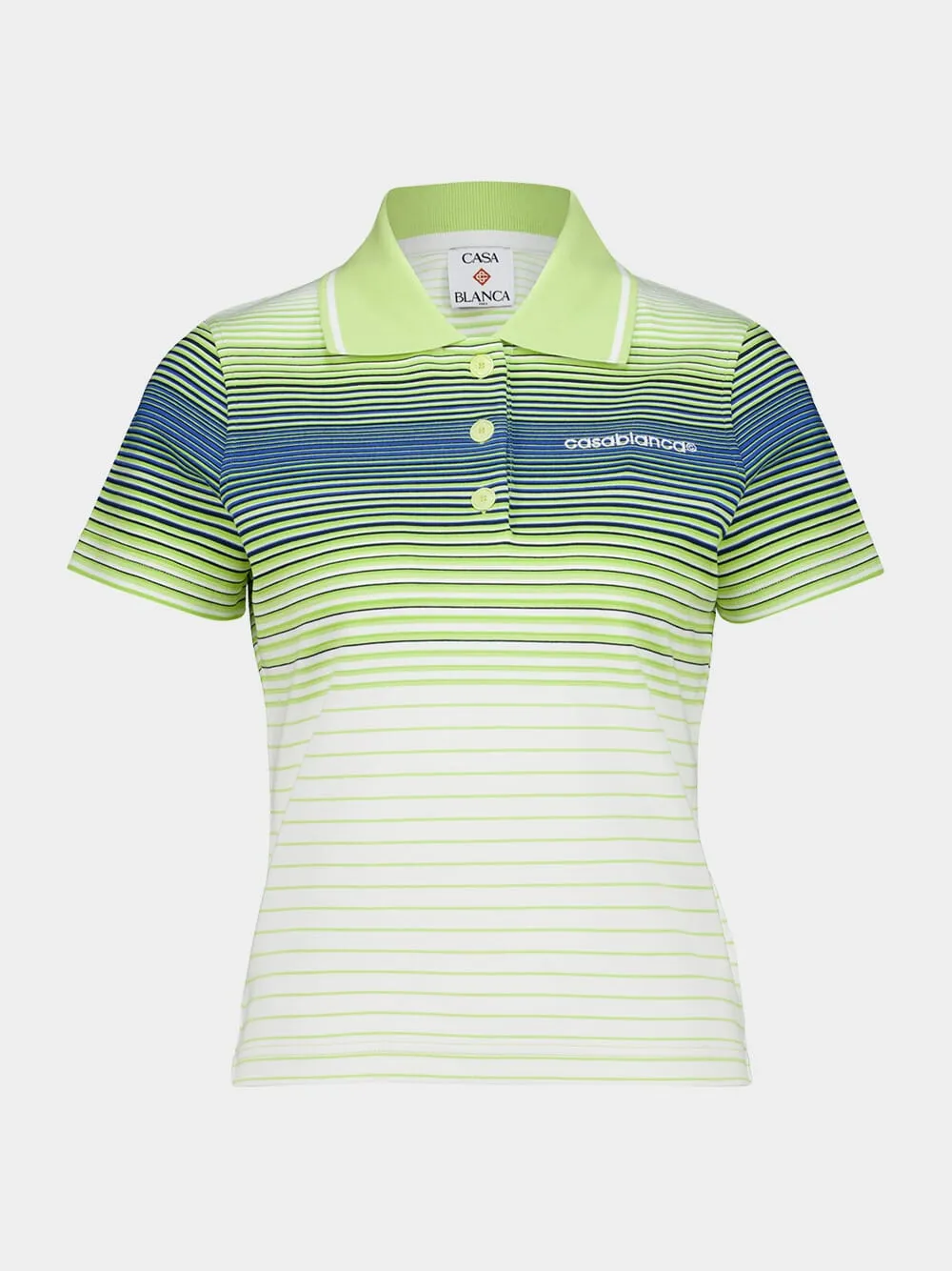 Green Gradient Striped Slim Fit Polo Shirt sold by Fashion Clinic product image thumbnail 2