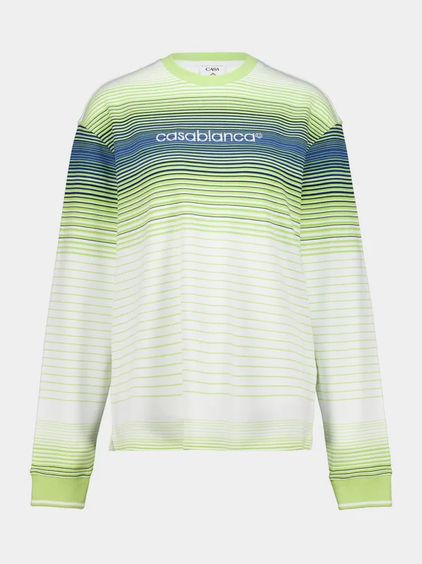 Green Gradient Striped Long Sleeve Top made by Casablanca