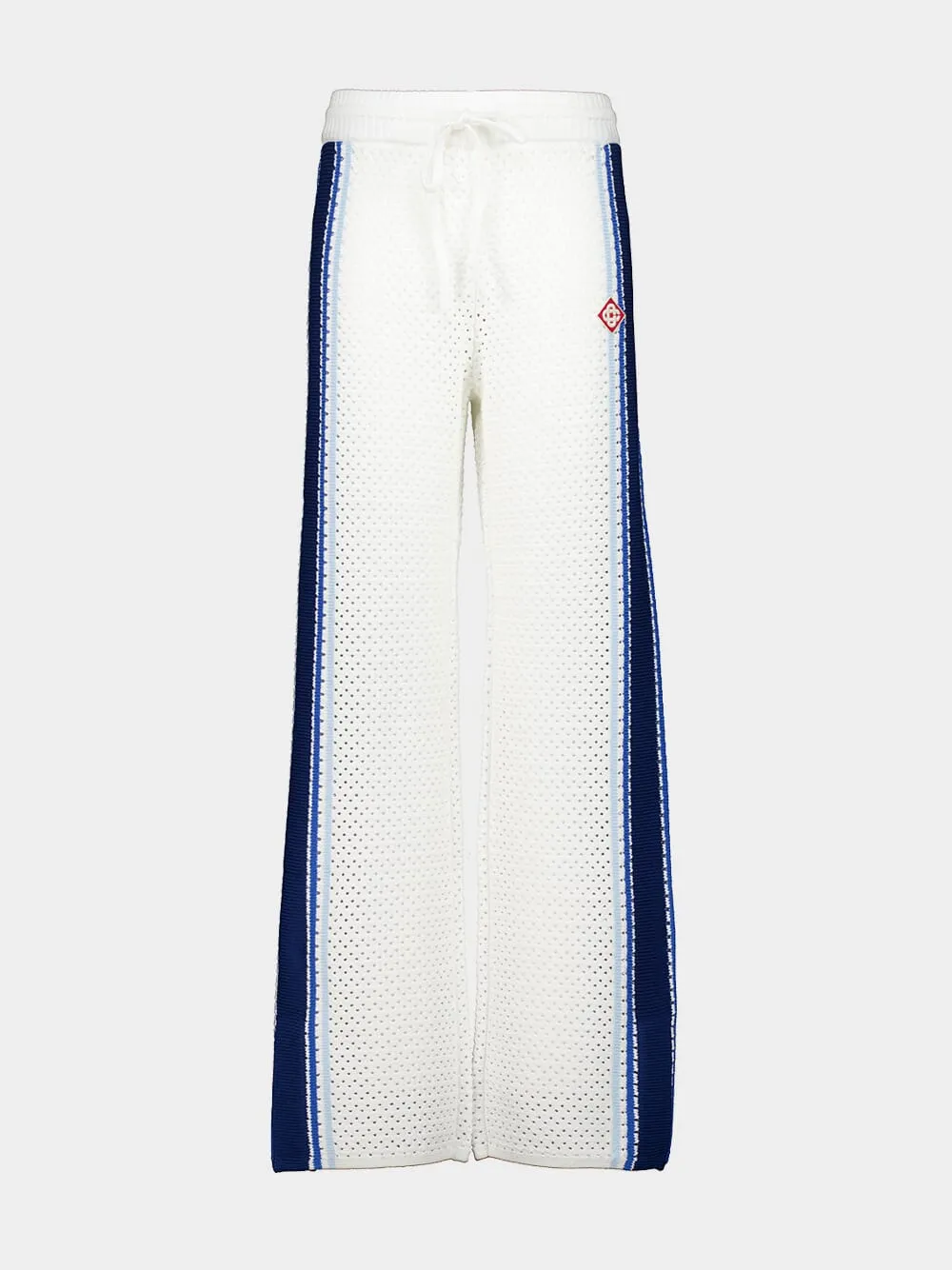 White and Blue Striped Mesh Track Pants sold by Fashion Clinic