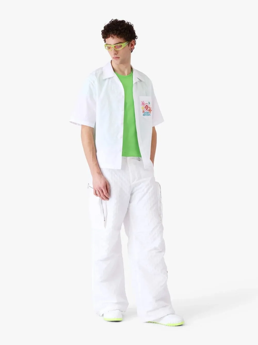 White Graphic Embroidered Short Sleeve Shirt sold by Fashion Clinic product image thumbnail 2