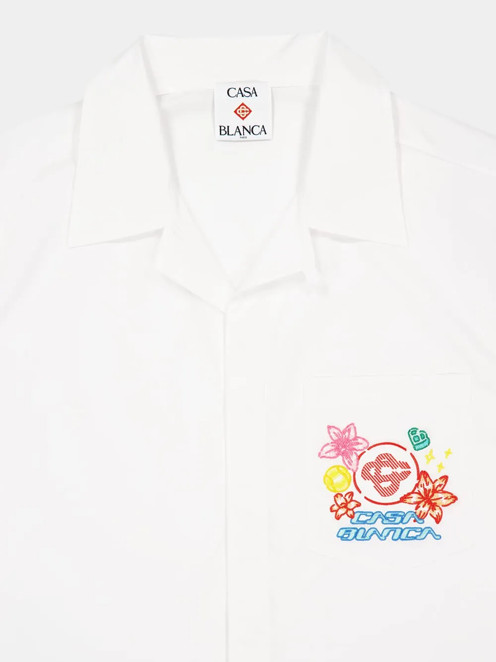 White Graphic Embroidered Short Sleeve Shirt sold by Fashion Clinic product image thumbnail 5