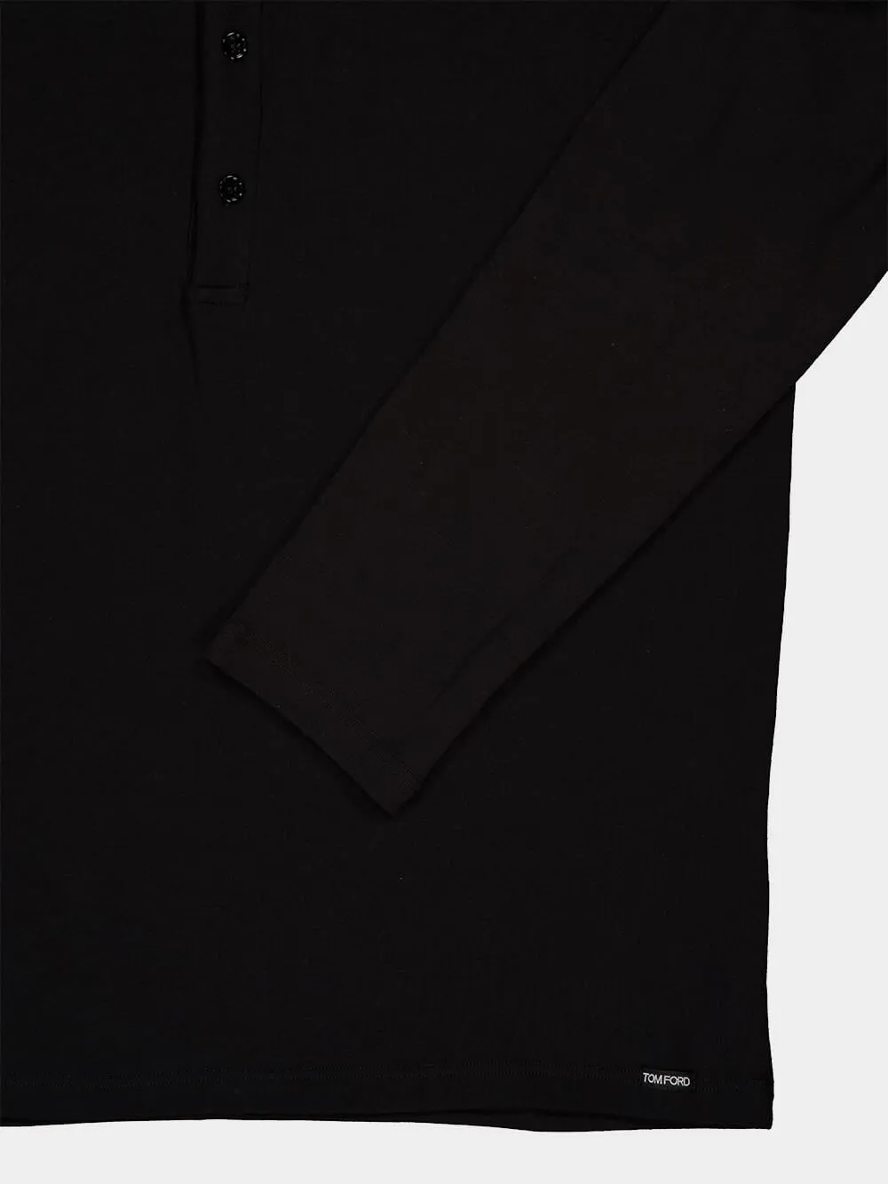 Black Cotton Stretch Jersey Henley Top sold by Fashion Clinic product image thumbnail 4