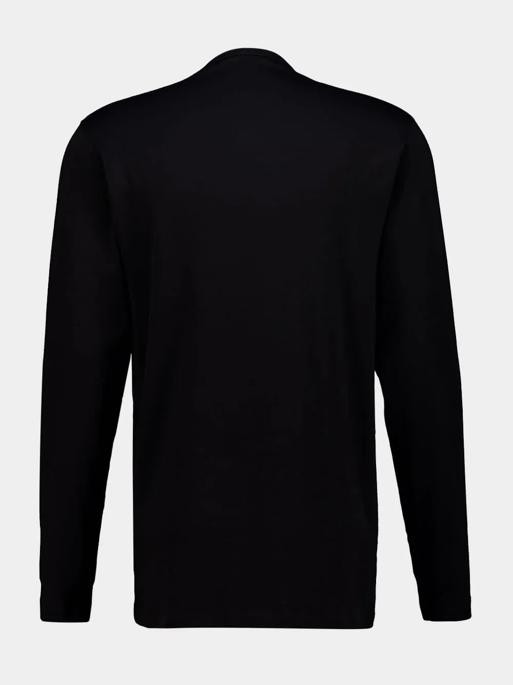 Black Cotton Stretch Jersey Henley Top sold by Fashion Clinic product image thumbnail 2