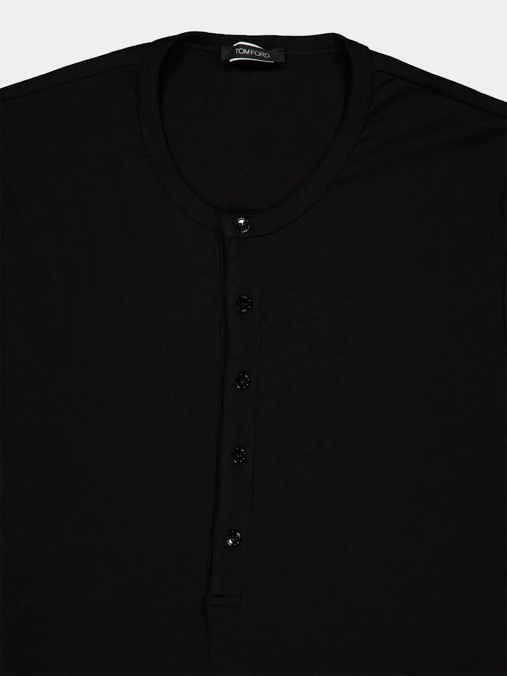 Black Cotton Stretch Jersey Henley Top sold by Fashion Clinic product image thumbnail 3