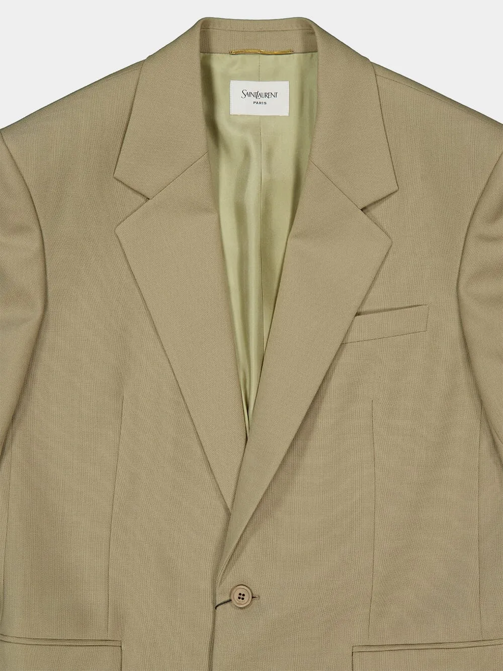 Beige Single-Breasted Wool and Silk Jacket sold by Fashion Clinic product image thumbnail 3