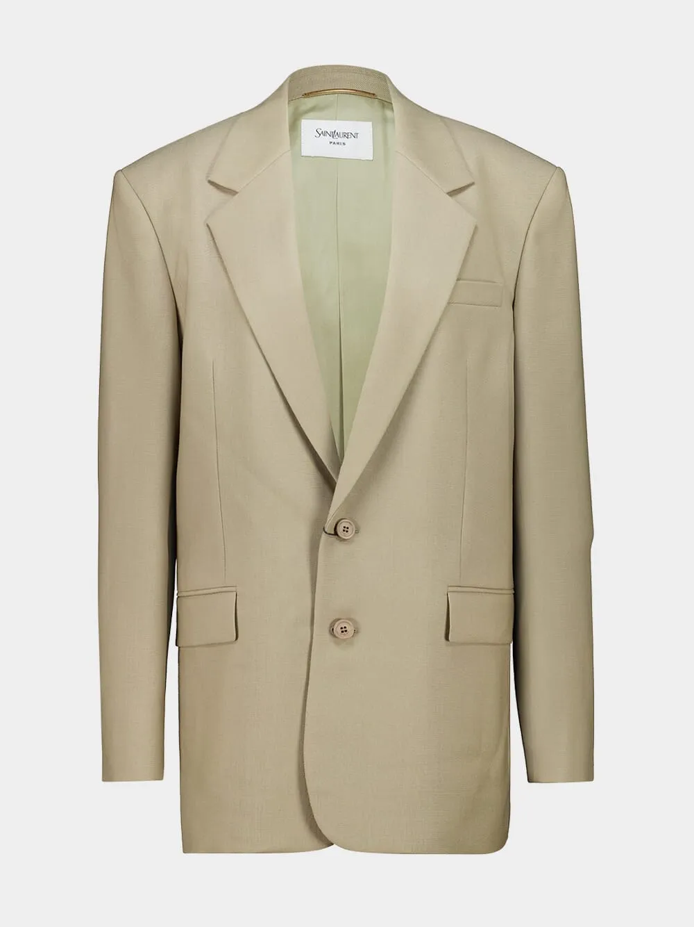 Beige Single-Breasted Wool and Silk Jacket sold by Fashion Clinic