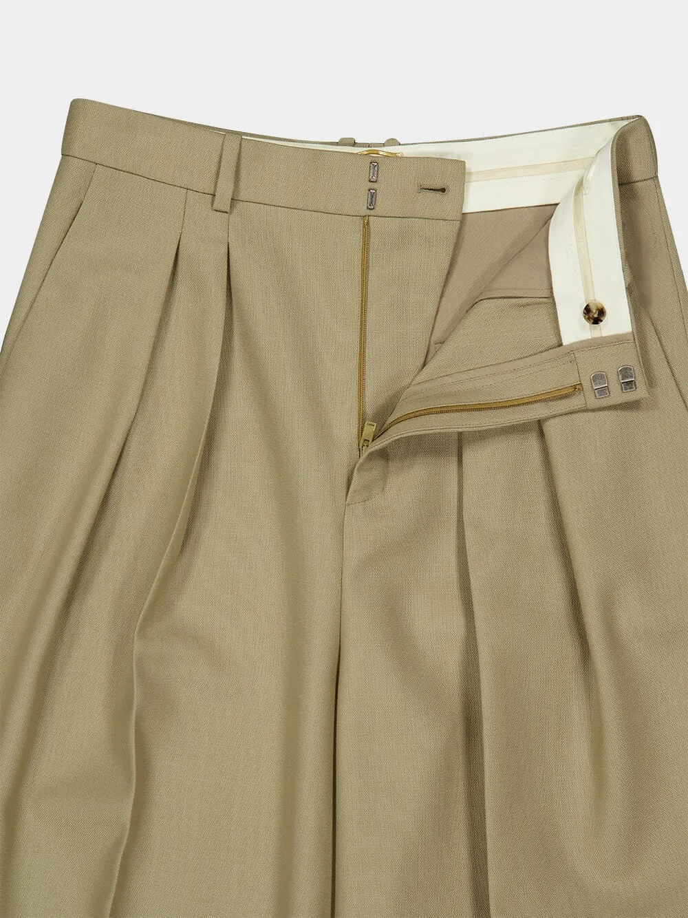 Beige Wide-Leg Wool and Silk Pants sold by Fashion Clinic product image thumbnail 4