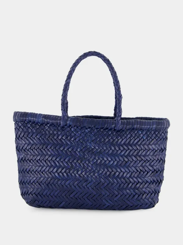 Mini Flat Gora Navy Blue Woven Bag made by Dragon Diffusion