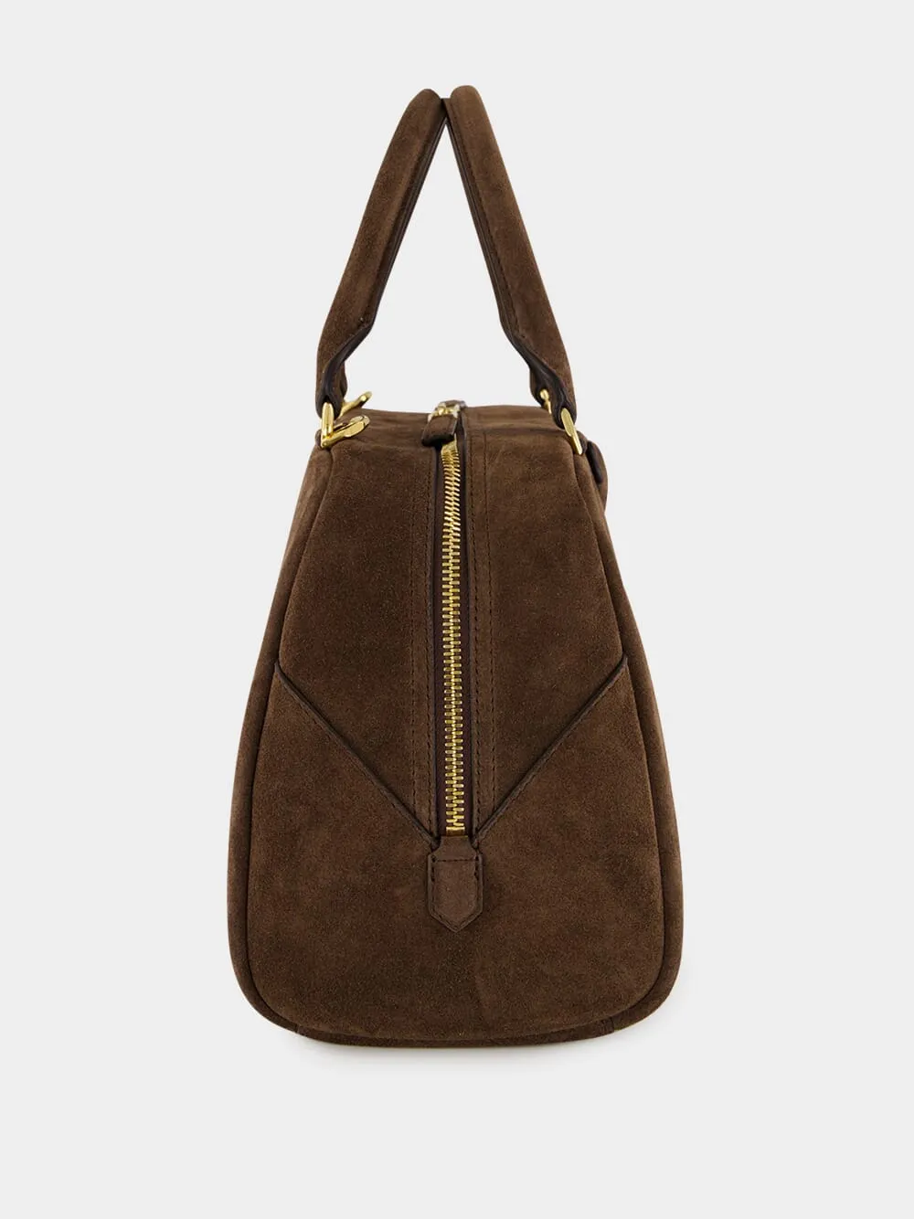 Ebony Brown Antigona East-West Suede Bowling Bag sold by Fashion Clinic product image thumbnail 5