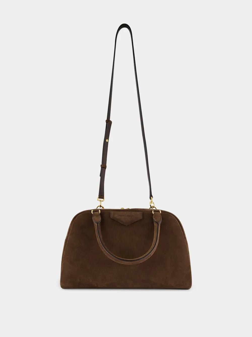 Ebony Brown Antigona East-West Suede Bowling Bag sold by Fashion Clinic product image thumbnail 3