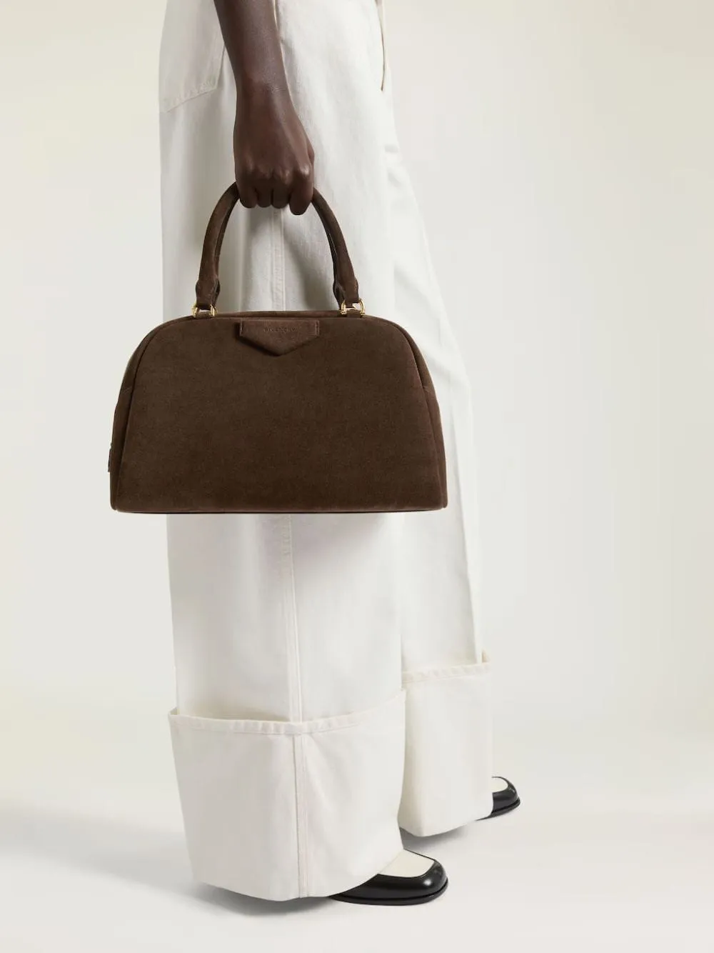 Ebony Brown Antigona East-West Suede Bowling Bag sold by Fashion Clinic product image thumbnail 2