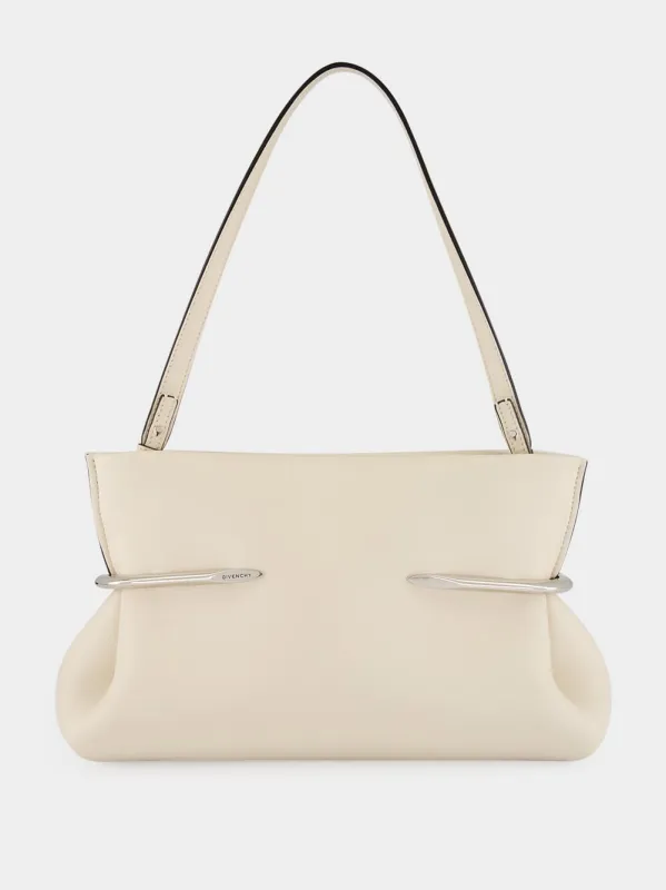 Cream Pinch Soft Nappa Leather Clutch made by Givenchy
