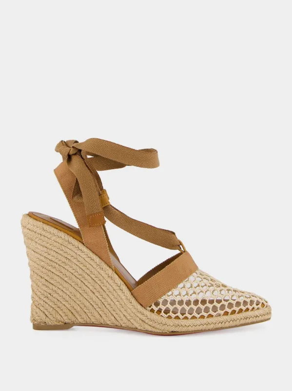 Ginger Toleda Mesh Leather 85 Wedge Espadrilles made by Christian Louboutin