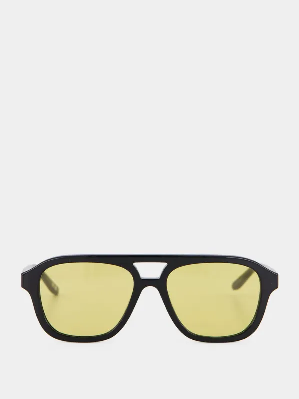 Black Daily Pilot Acetate Sunglasses made by Balenciaga