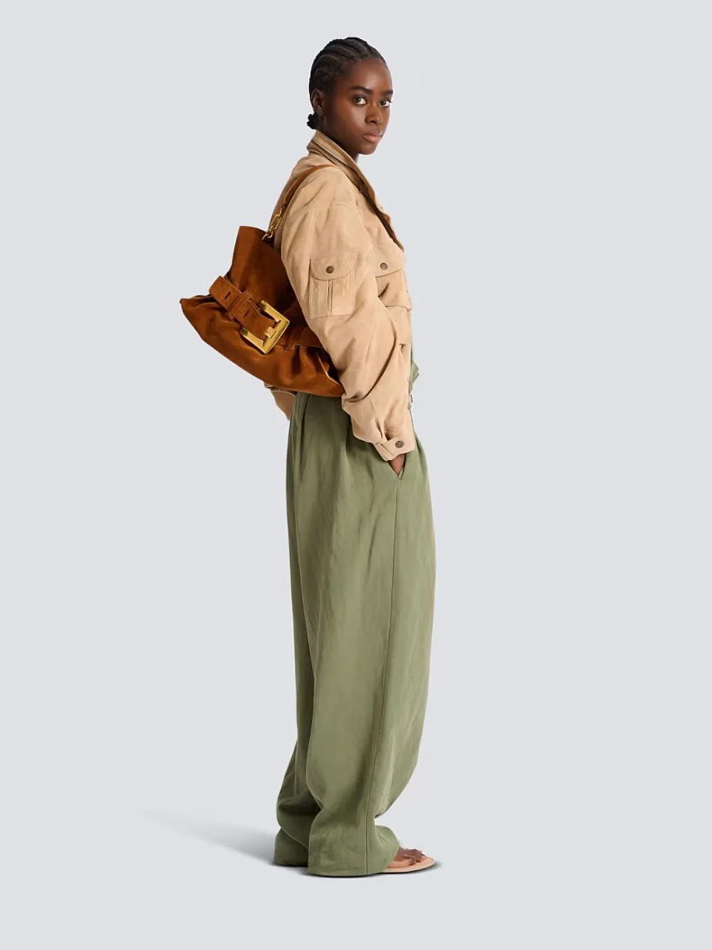 Brown Anthem Medium Suede Leather Bag sold by Fashion Clinic product image thumbnail 2