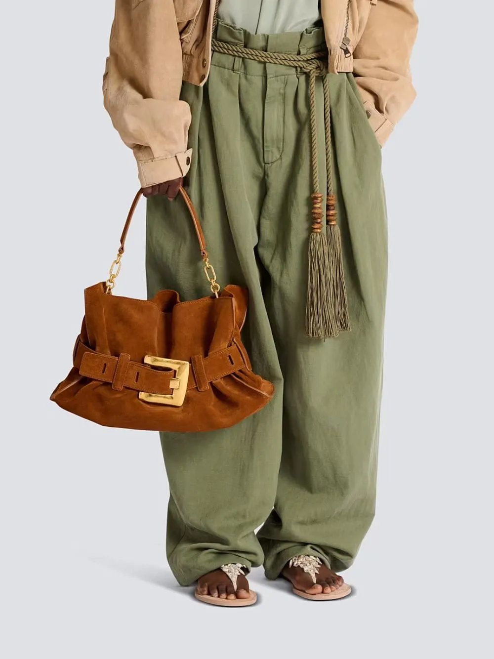 Brown Anthem Medium Suede Leather Bag sold by Fashion Clinic product image thumbnail 4