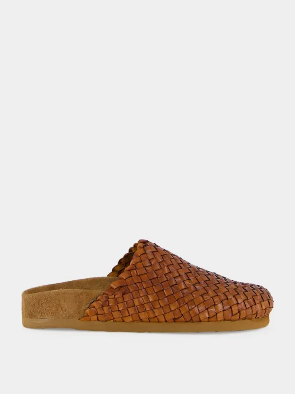 Tan Footbed Leather Mules made by Dragon Diffusion
