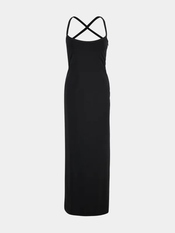 Black Strappy Back Jersey Maxi Dress made by Versace