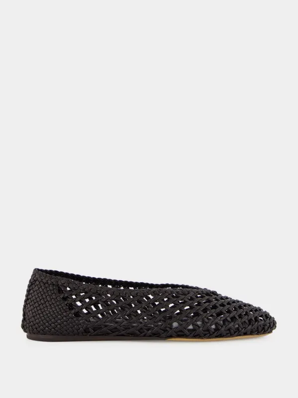Black Ballerinas Regency Knotted Leather made by Le Monde Beryl