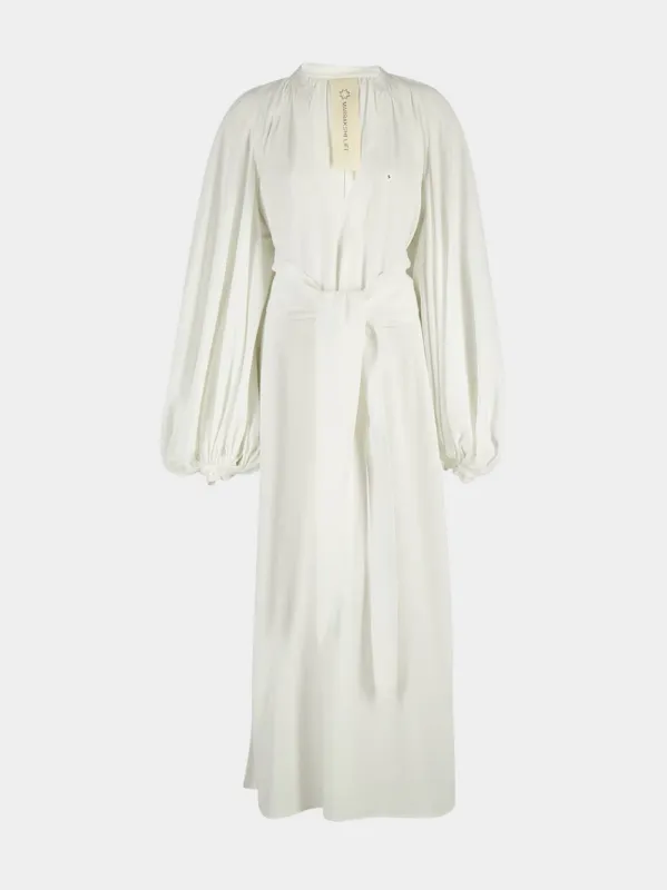 Solid White The Touareg Cotton V-Neck Maxi Dress made by Fashion Clinic