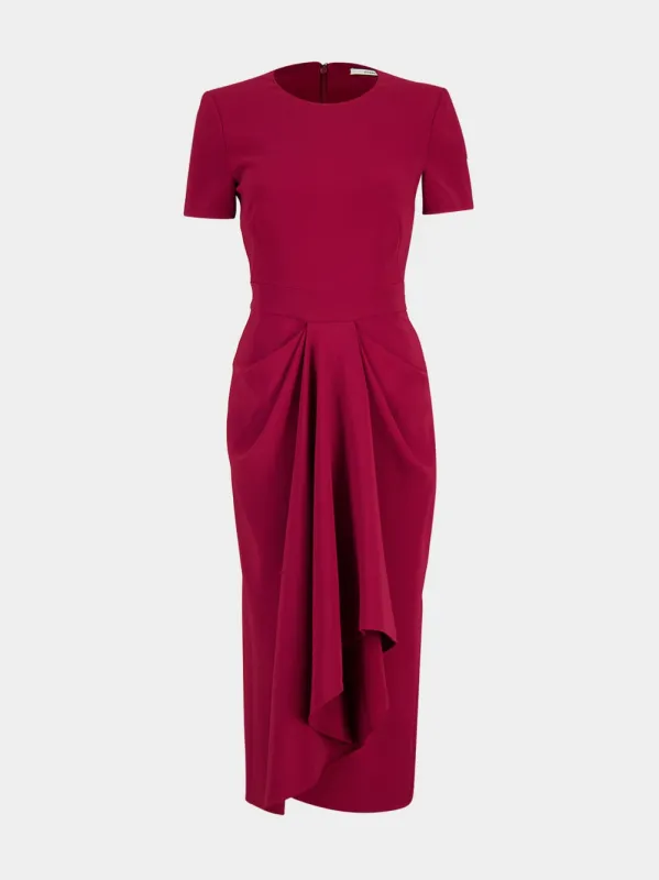 Red Cherry Midi Wrapped Dress in Crepe Cady made by Givenchy