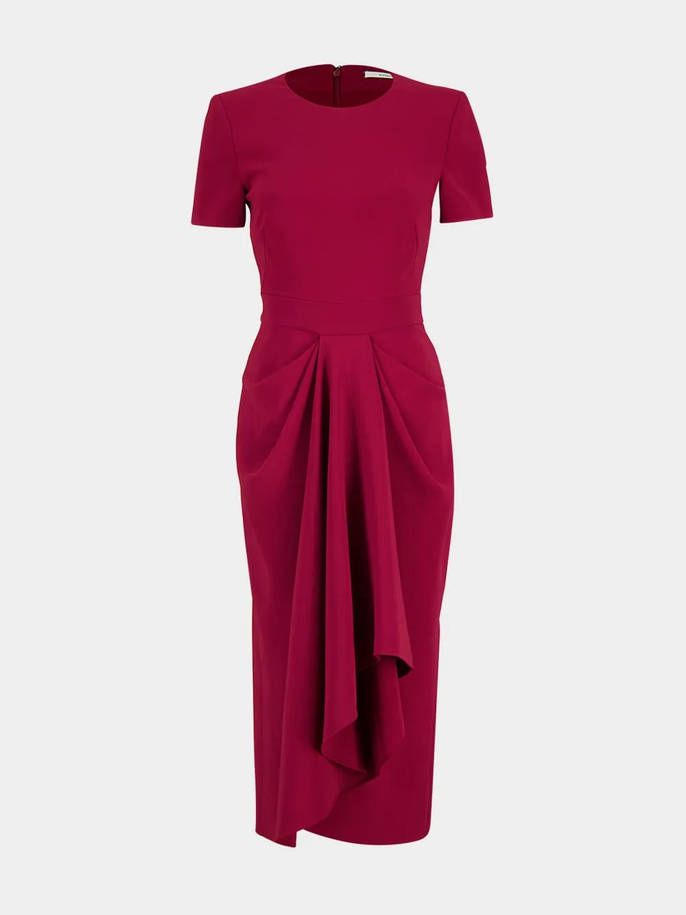 Red Cherry Midi Wrapped Dress in Crepe Cady sold by Fashion Clinic