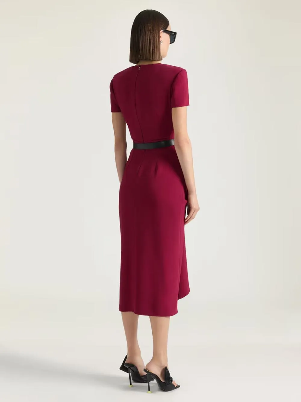 Red Cherry Midi Wrapped Dress in Crepe Cady sold by Fashion Clinic product image thumbnail 4