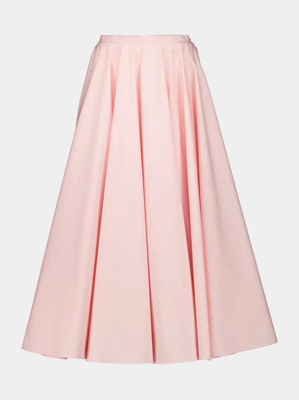 Silk Pink Long Circular Skirt in Poplin made by Givenchy