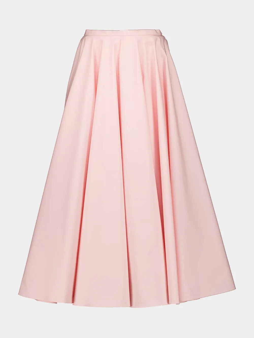 Silk Pink Long Circular Skirt in Poplin sold by Fashion Clinic