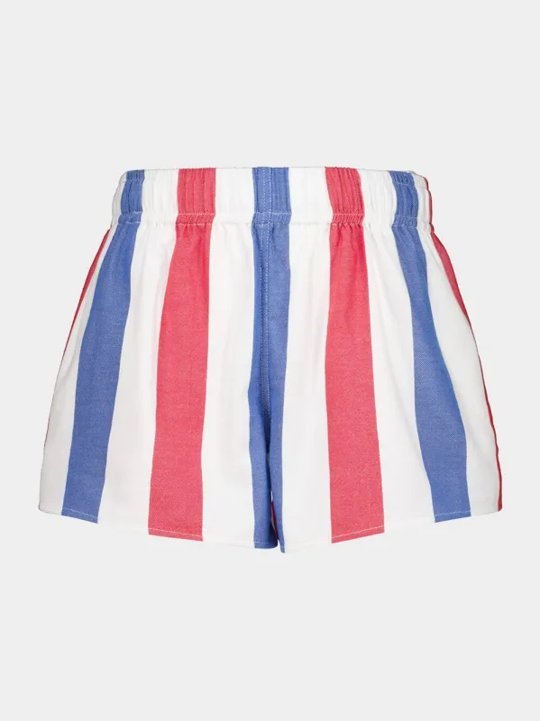 Stripe 55 High-Waisted Cotton Shorts made by Fashion Clinic