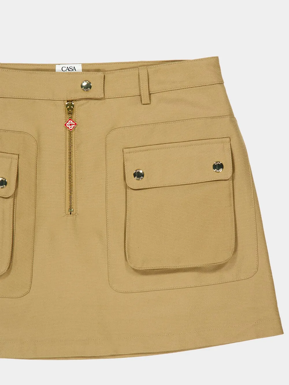 Beige Cotton Pocket Mini Skirt sold by Fashion Clinic product image thumbnail 5