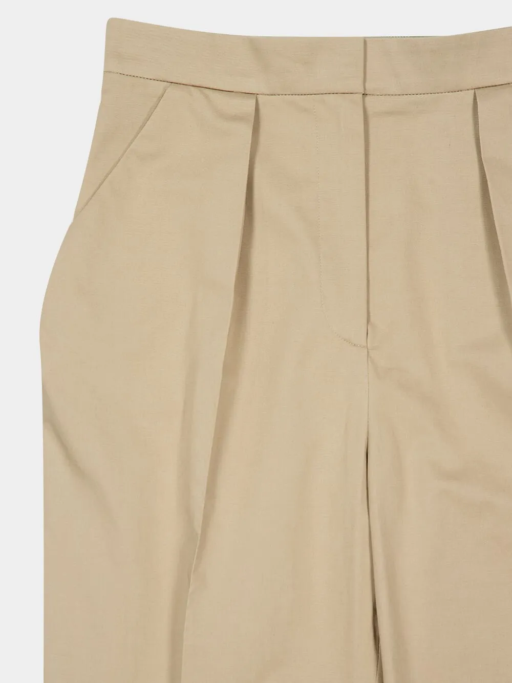 Beige Foncé Cotton High-Waisted Trousers sold by Fashion Clinic product image thumbnail 3