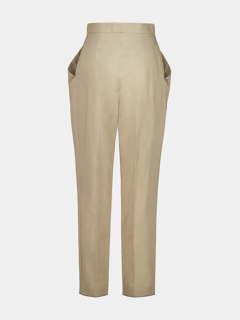 Beige Foncé Cotton High-Waisted Trousers sold by Fashion Clinic product image thumbnail 2