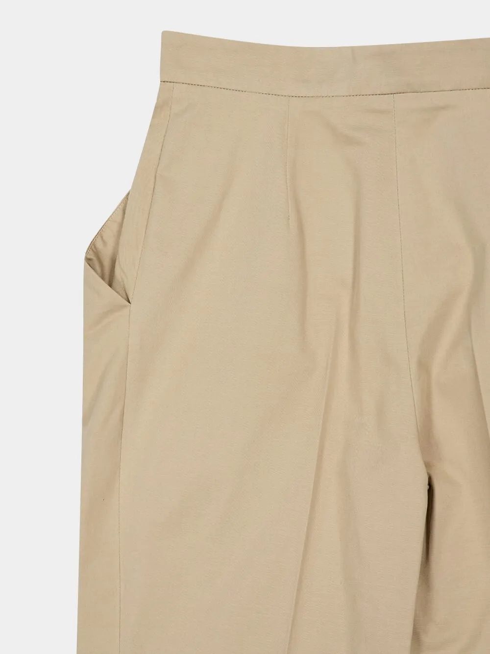 Beige Foncé Cotton High-Waisted Trousers sold by Fashion Clinic product image thumbnail 4