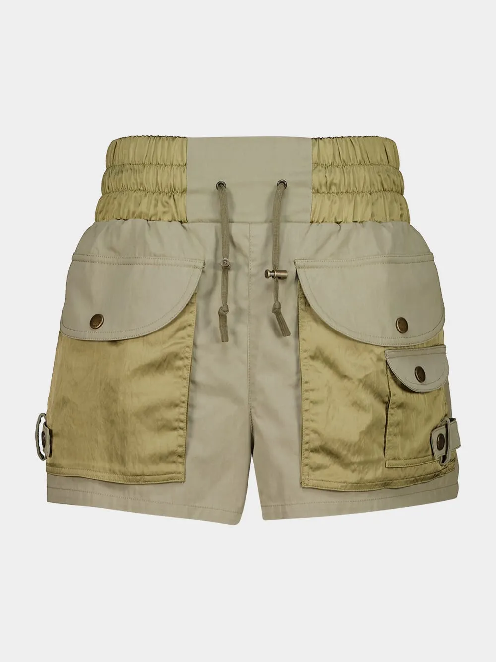 Green Cotton Twill Utility Shorts sold by Fashion Clinic