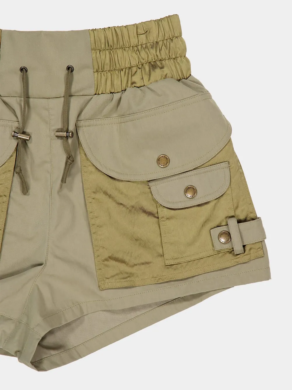 Green Cotton Twill Utility Shorts sold by Fashion Clinic product image thumbnail 5